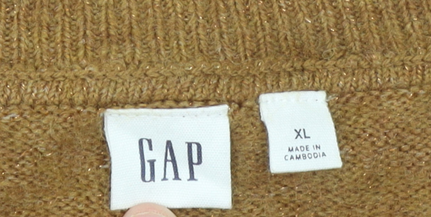 GAP Women’s Brown V-Neck Knit Jumper XL