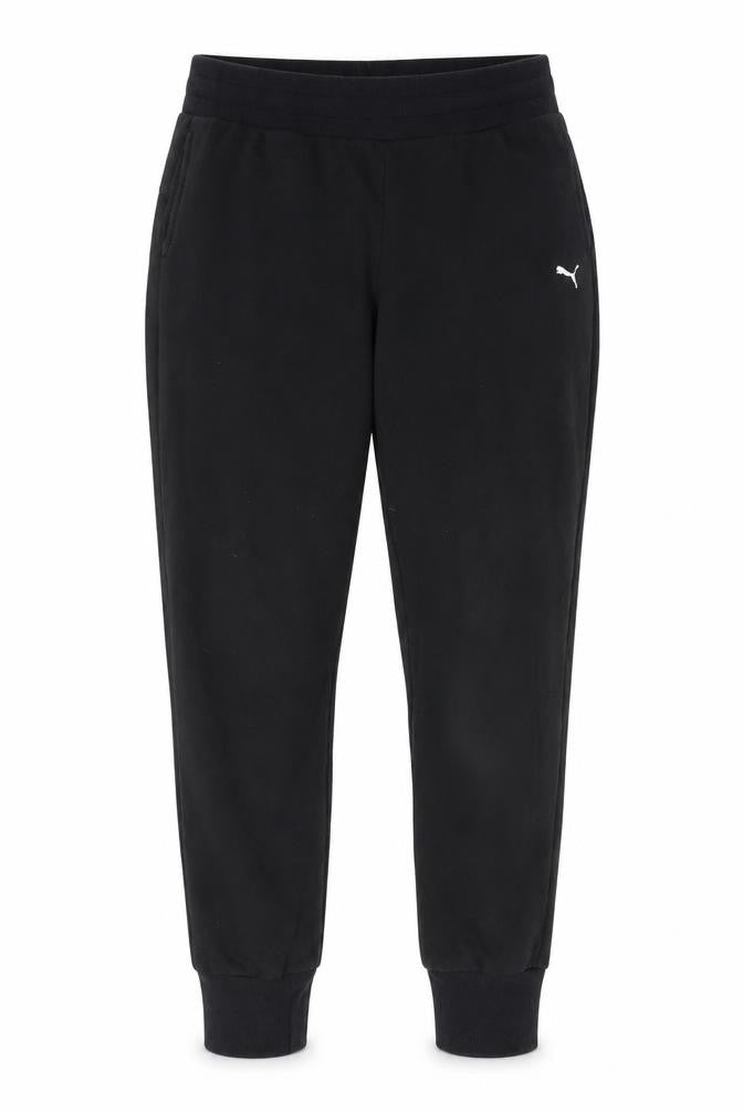 Front view of Puma women’s black m joggers sweatpants cotton blend casual