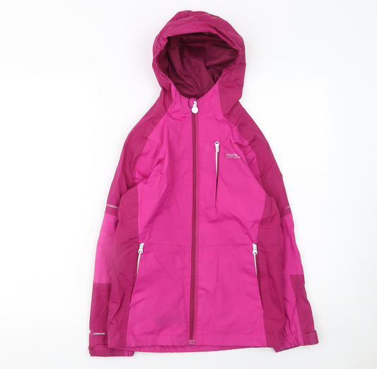 Regatta Girls Pink Waterproof Hooded Rain Coat Jacket 9-10 Years