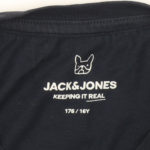 Jack & Jones Boys Blue Logo Organic Cotton T-Shirt 16 Years