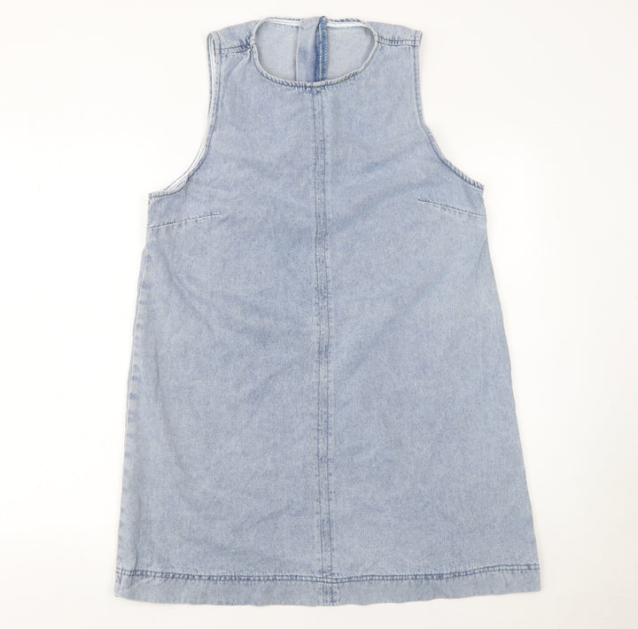 Forever 21 Women Blue Denim Shift Dress Size 10 Sleeveless