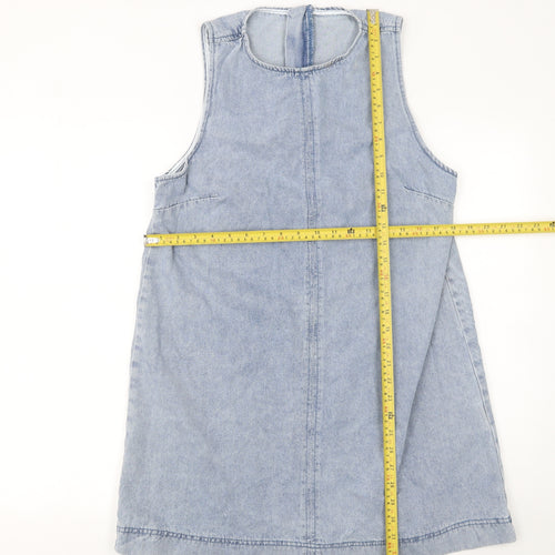 Forever 21 Women Blue Denim Shift Dress Size 10 Sleeveless