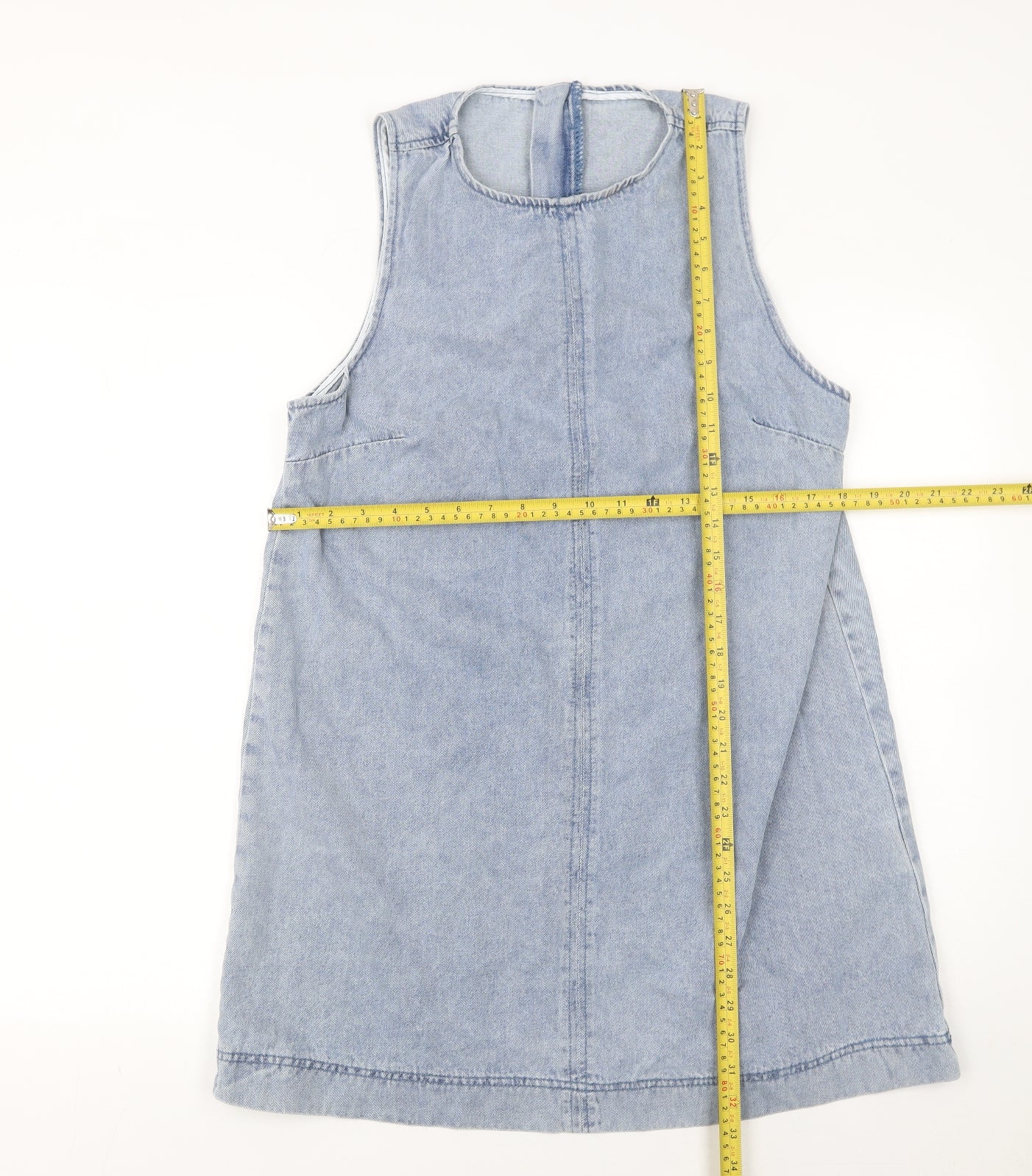 Forever 21 Women Blue Denim Shift Dress Size 10 Sleeveless