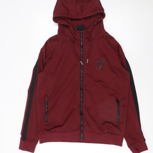 GK Men's Red Full Zip Hoodie XL Polyester Casual Gymwear