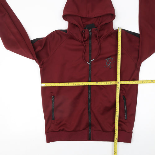 GK Men's Red Full Zip Hoodie XL Polyester Casual Gymwear