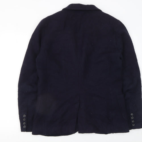 Reiss Women Navy Wool Blazer Jacket Lined L Size Classic Fit