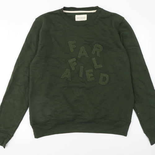 Far Afield Women Dark Green Pullover Sweatshirt Size M Organic Cotton Blend