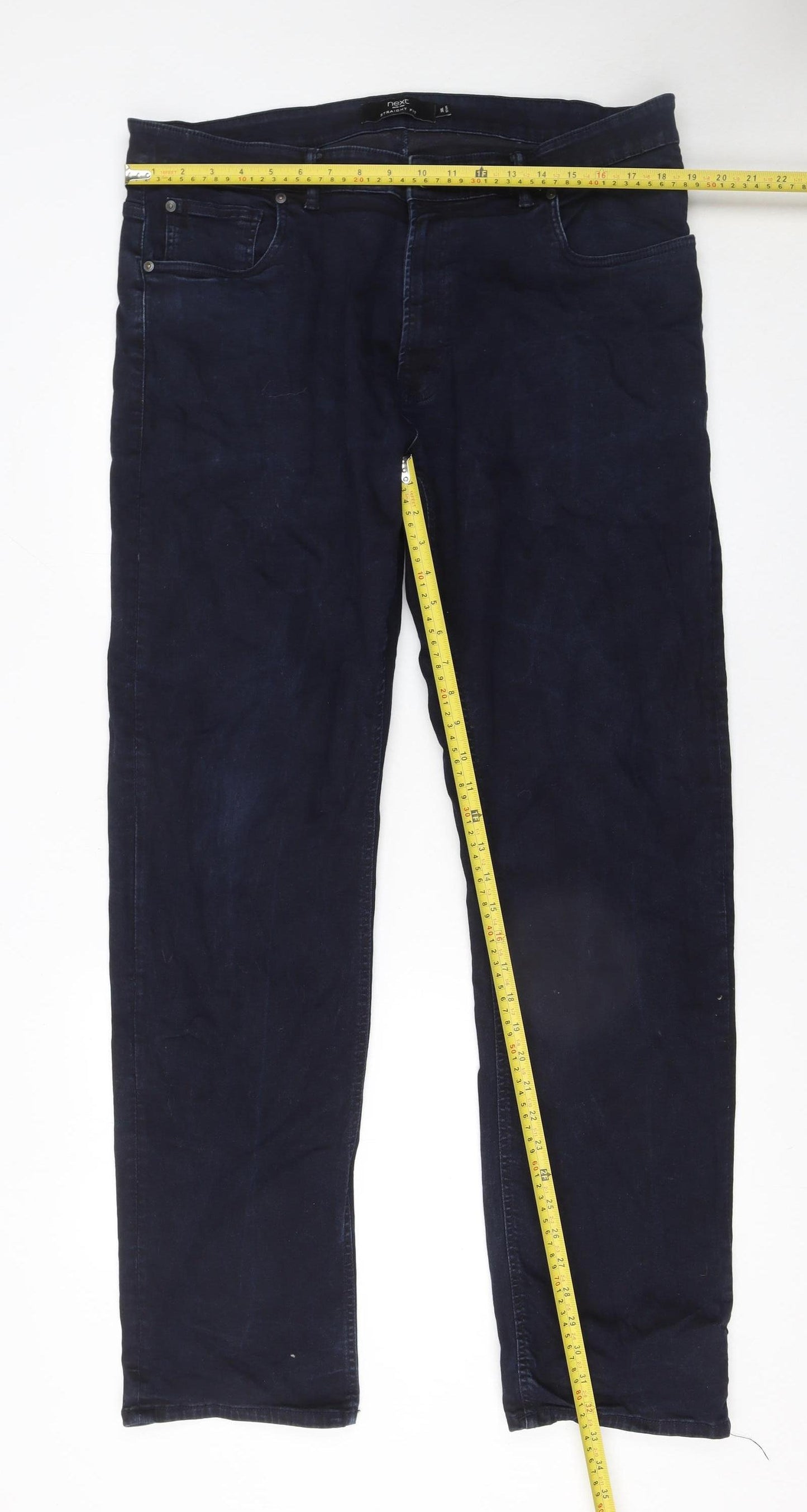 Next Men’s Blue Straight Fit Jeans 38W 33L Cotton Stretch Denim