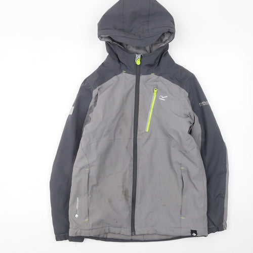 Regatta Boys Grey Waterproof Hooded Rain Coat Jacket 11-12 Years