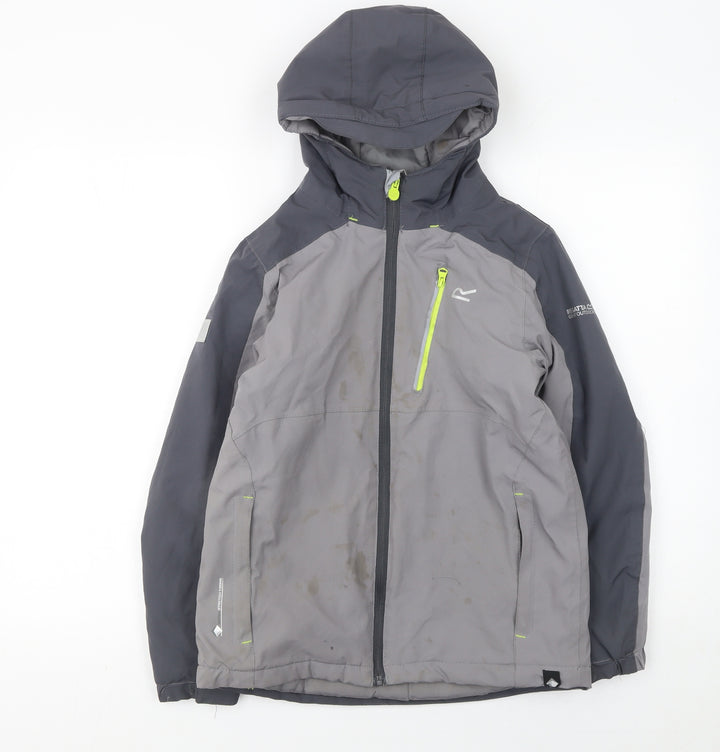 Regatta Boys Grey Waterproof Hooded Rain Coat Jacket 11-12 Years