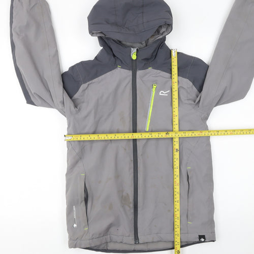 Regatta Boys Grey Waterproof Hooded Rain Coat Jacket 11-12 Years