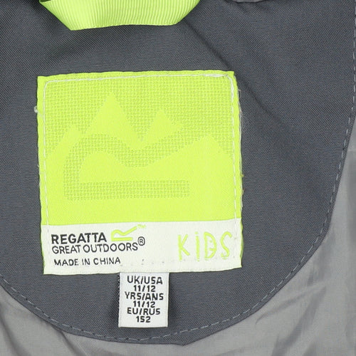 Regatta Boys Grey Waterproof Hooded Rain Coat Jacket 11-12 Years