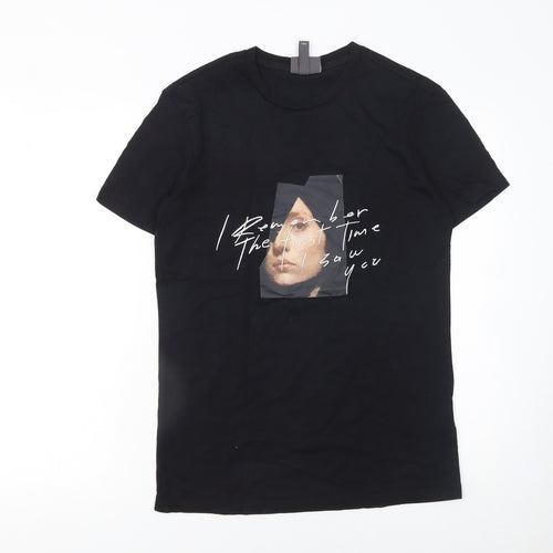 H&M Women’s Black Art Print Cotton T-Shirt Size XS