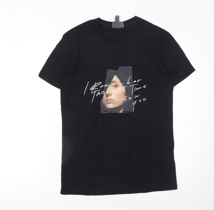 H&M Women’s Black Art Print Cotton T-Shirt Size XS