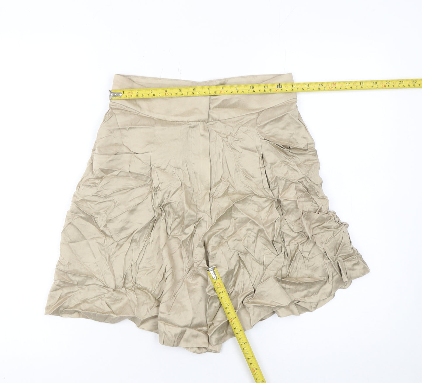 Massimo Dutti Womens Beige Viscose Culotte Shorts Size 8
