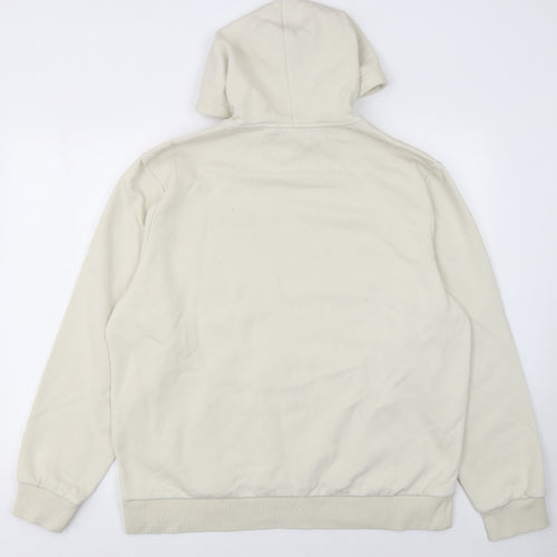 Calvin Klein Men's Beige Pullover Hoodie L Logo Fleece Sweatshirt