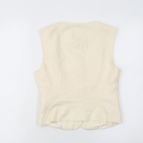 Zara Women Beige Sleeveless Cropped Button Blouse Size S