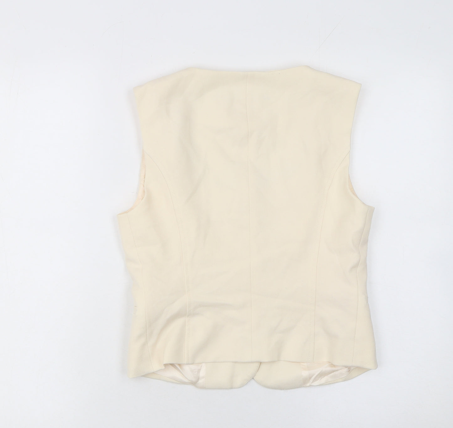 Zara Women Beige Sleeveless Cropped Button Blouse Size S
