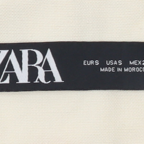 Zara Women Beige Sleeveless Cropped Button Blouse Size S