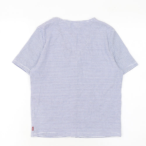 Levi's Women's Blue Striped Short Sleeve Button-Up Top M
