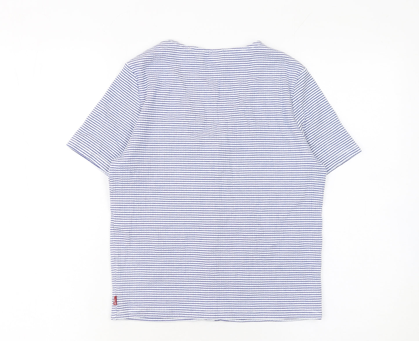 Levi's Women's Blue Striped Short Sleeve Button-Up Top M