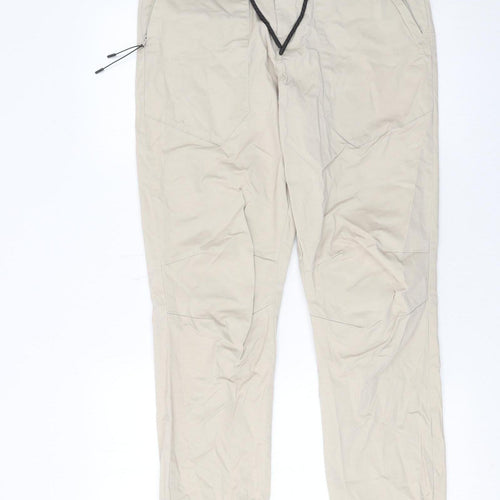 Denim Jogger Relaxed Men's Beige Jogger Trousers Size S Breathable Cotton Blend