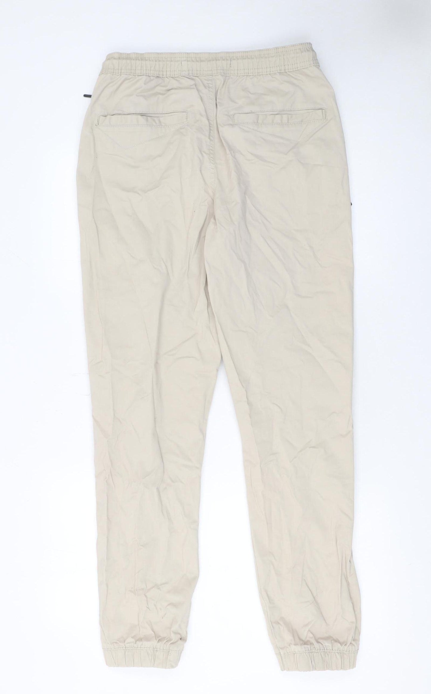Denim Jogger Relaxed Men's Beige Jogger Trousers Size S Breathable Cotton Blend