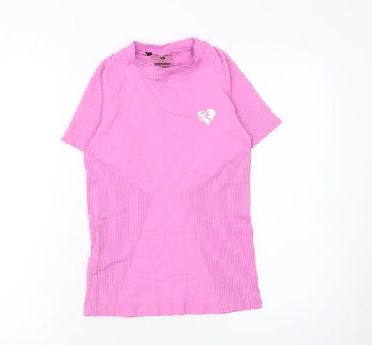 Women's Best Pink Short Sleeve Slim Fit Activewear T-Shirt Size S