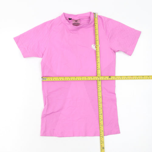 Women's Best Pink Short Sleeve Slim Fit Activewear T-Shirt Size S