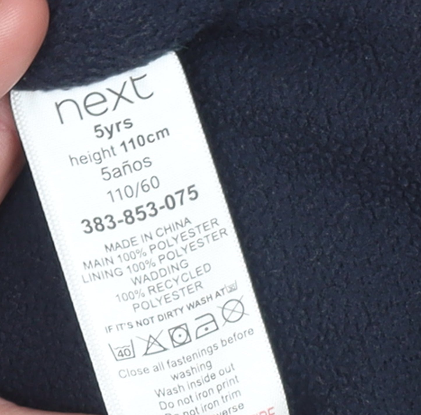 Next Boys Red Blue Hooded Puffer Jacket 5 Years Polyester Mid-Length Winter Coat