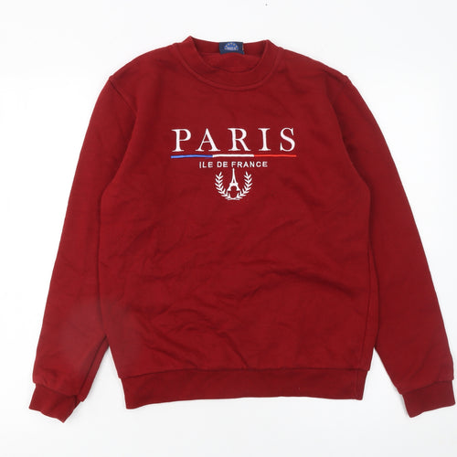 Paris Tour D'Or Red Crew Neck Sweatshirt Women S Paris Print Pullover
