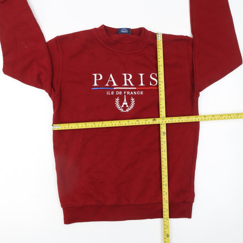 Paris Tour D'Or Red Crew Neck Sweatshirt Women S Paris Print Pullover