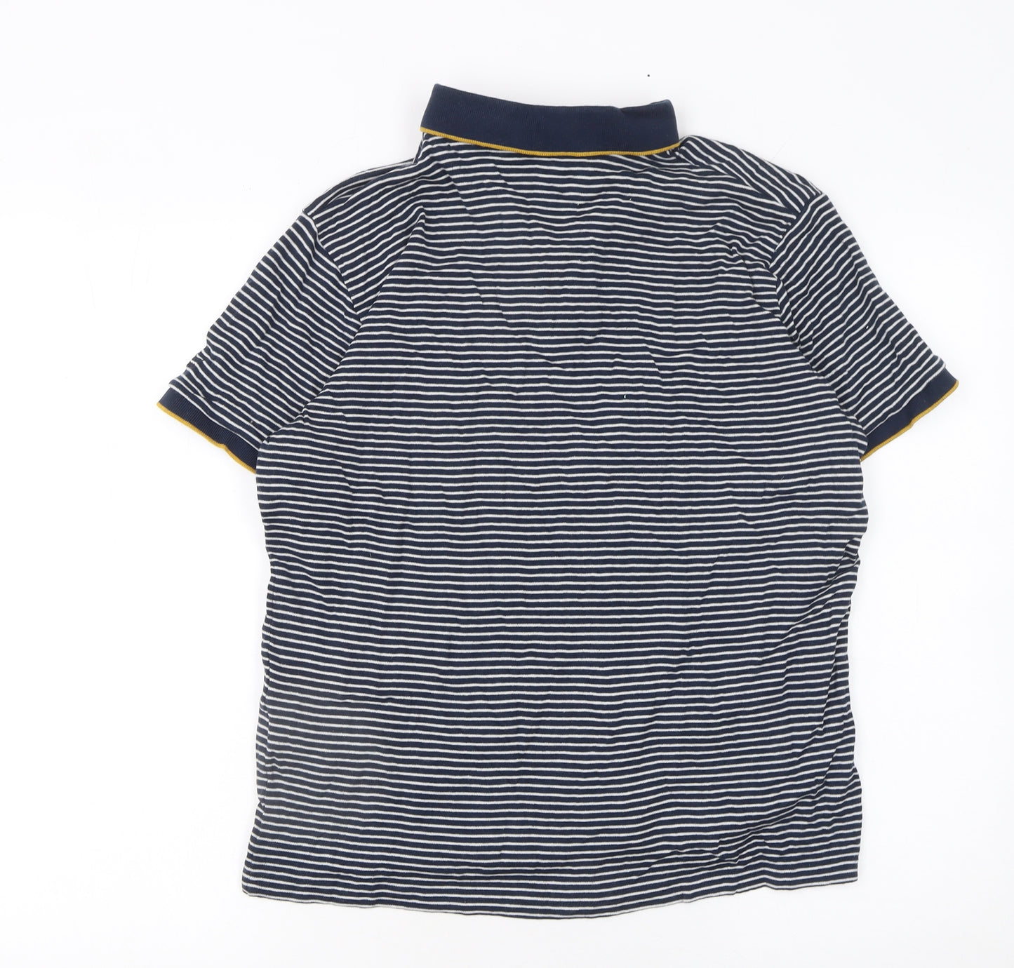 Regatta Mens Blue Striped Cotton Polo Shirt L Short Sleeve Collared
