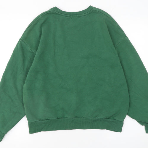 Stradivarius Women's Green Crew Neck Pullover Sweatshirt Size S