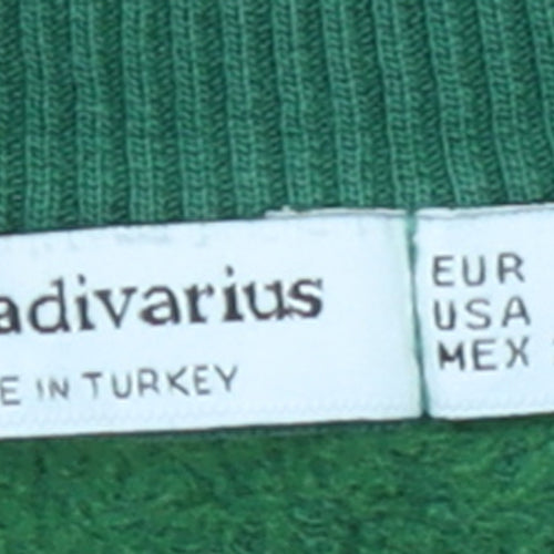 Stradivarius Women's Green Crew Neck Pullover Sweatshirt Size S