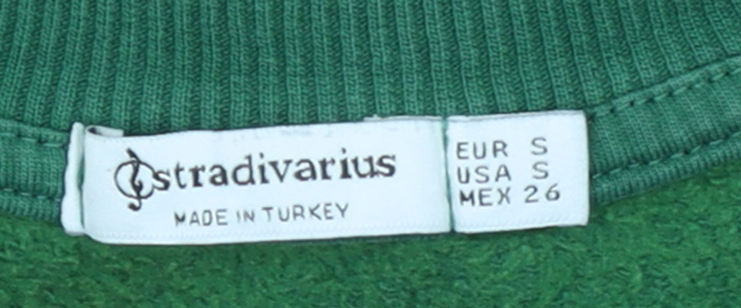 Stradivarius Women's Green Crew Neck Pullover Sweatshirt Size S