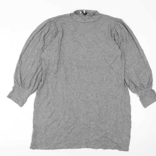 Warehouse Women’s Grey Long Sleeve Mock Neck Shift Dress Size 12