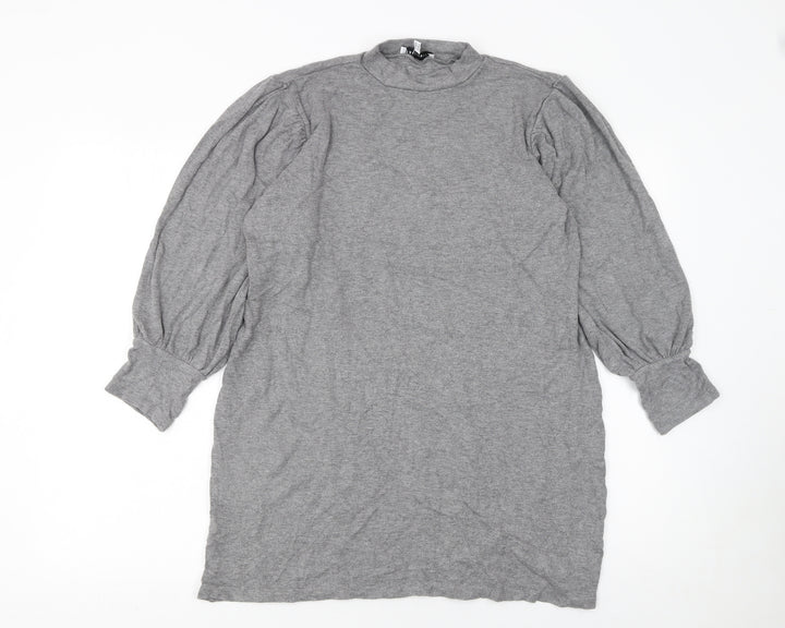 Warehouse Women’s Grey Long Sleeve Mock Neck Shift Dress Size 12