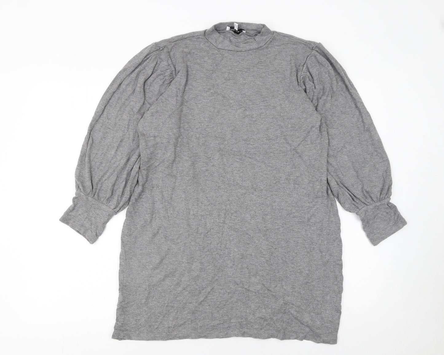 Warehouse Women’s Grey Long Sleeve Mock Neck Shift Dress Size 12