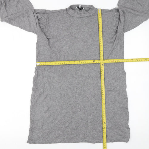 Warehouse Women’s Grey Long Sleeve Mock Neck Shift Dress Size 12