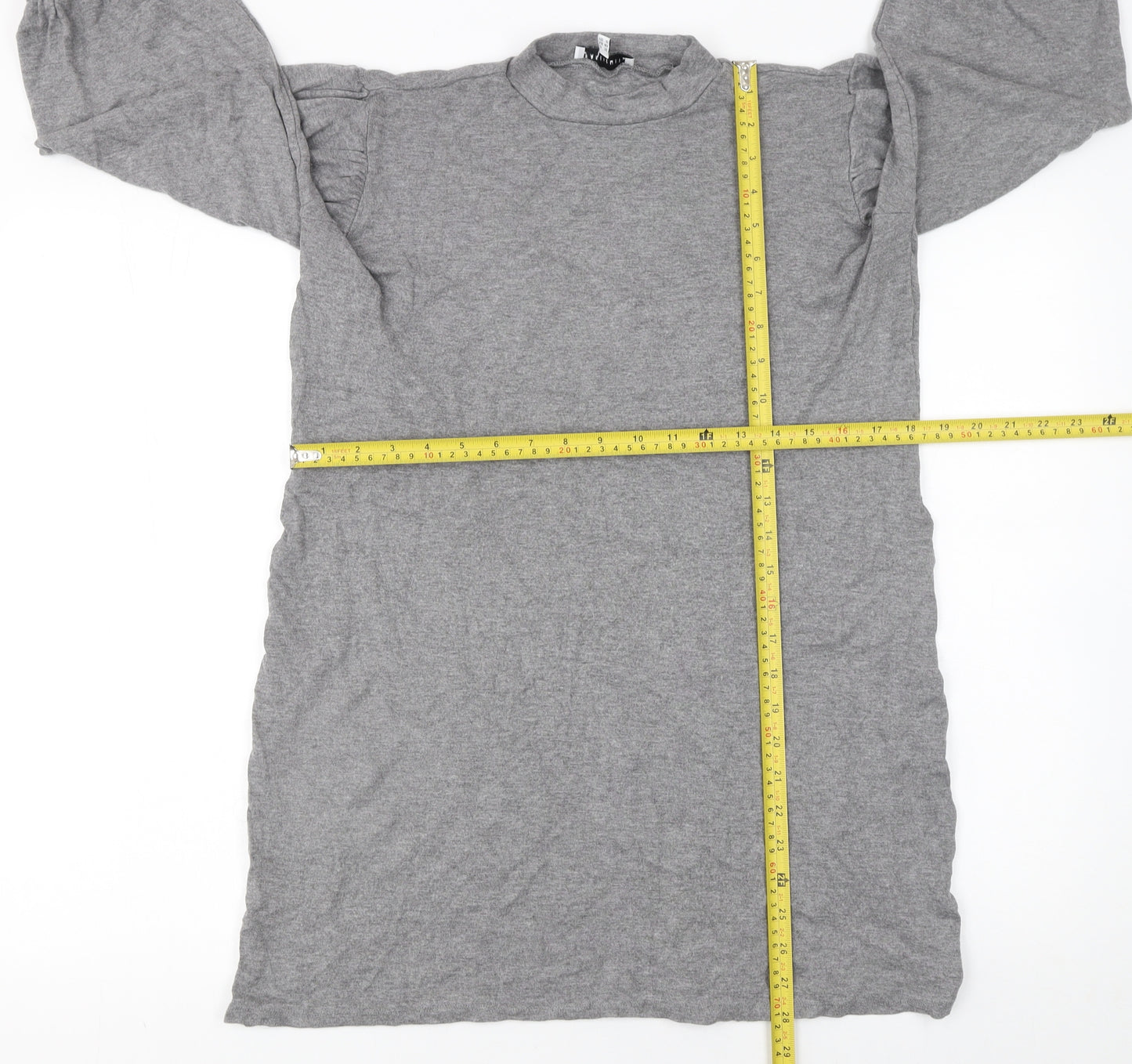 Warehouse Women’s Grey Long Sleeve Mock Neck Shift Dress Size 12
