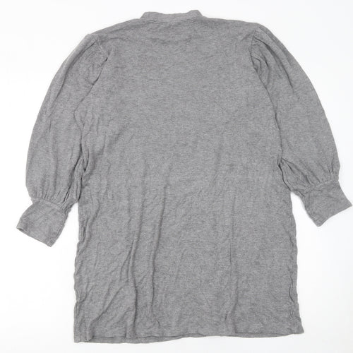 Warehouse Women’s Grey Long Sleeve Mock Neck Shift Dress Size 12