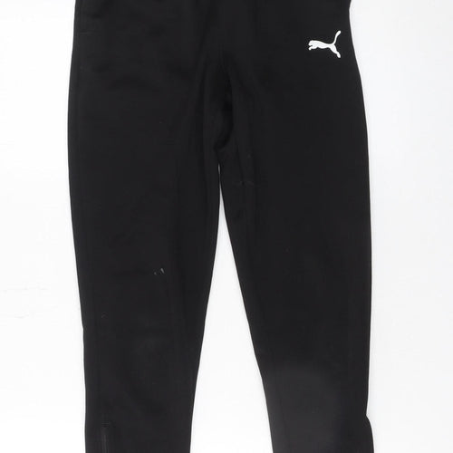 Puma Boys Black Slim Jogger Trousers 11-12 Years Athletic Fit Zip Pockets