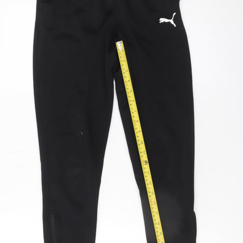 Puma Boys Black Slim Jogger Trousers 11-12 Years Athletic Fit Zip Pockets