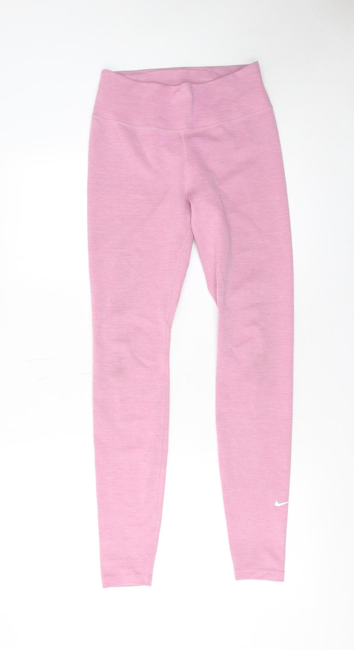 Nike Womens Pink Dri-FIT Slim Leggings S Active Gymwear Trousers