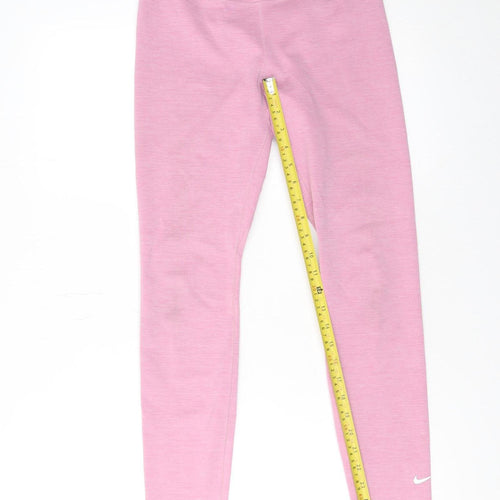 Nike Womens Pink Dri-FIT Slim Leggings S Active Gymwear Trousers