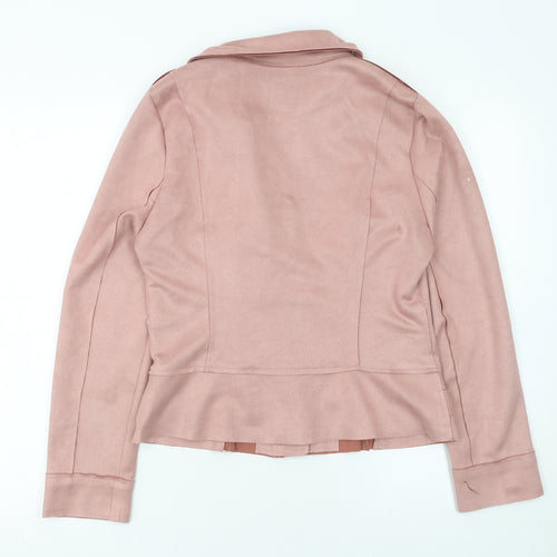 H F Womens Pink Biker Jacket XL Softshell Zip Detail