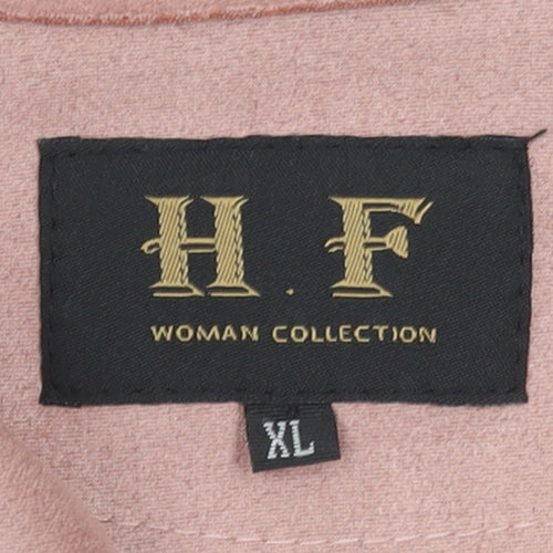 H F Womens Pink Biker Jacket XL Softshell Zip Detail