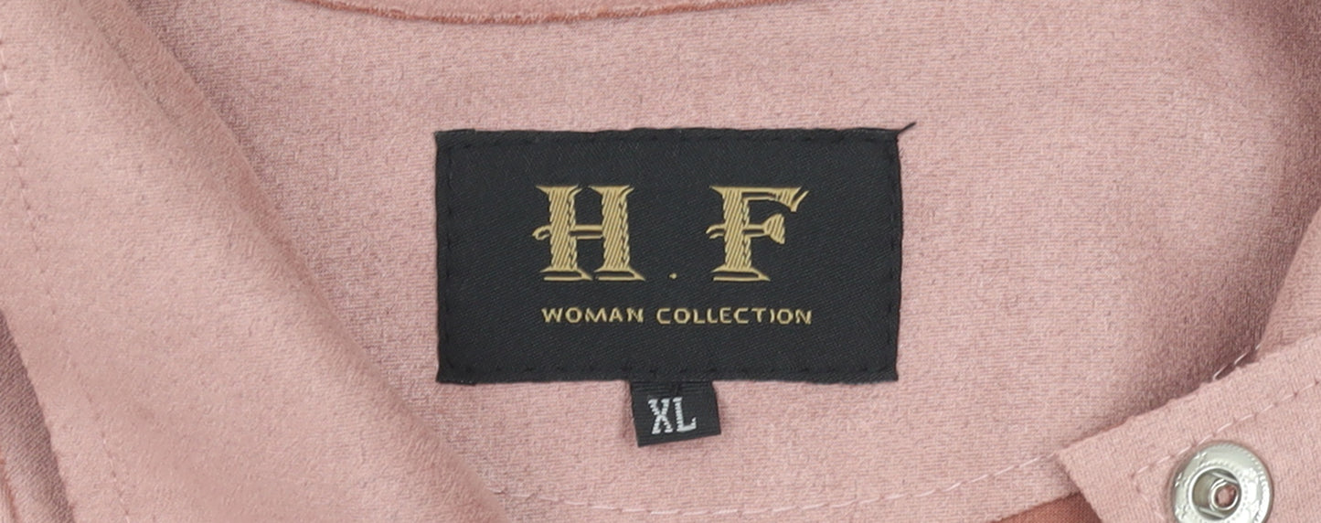 H F Womens Pink Biker Jacket XL Softshell Zip Detail
