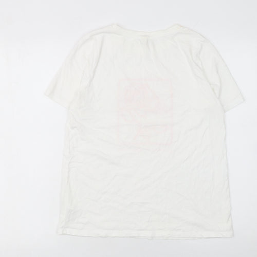 River Island Women's White Floral Embroidered Cotton T-Shirt Size 10